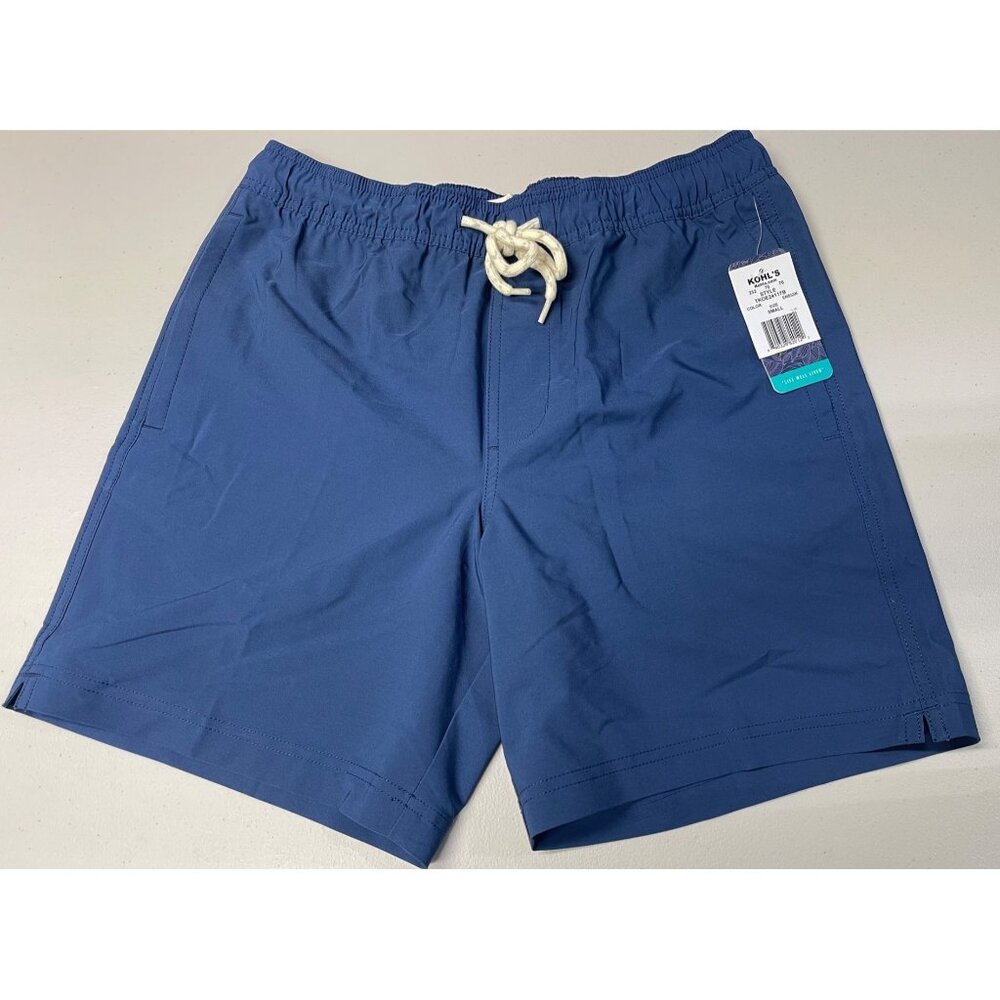 Trinity Coast Mens Small Blue Swim Trunks Elastic Waist Drawstring & Pockets